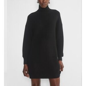 Babaton Women's Black Maclean Merino Wool Turtleneck Sweater Mini Dress Size XS